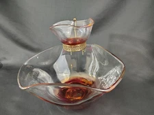 MCM Vintage Anchor Hocking Chip and Dip Bowl Set Cranberry Ruby Red 1960's