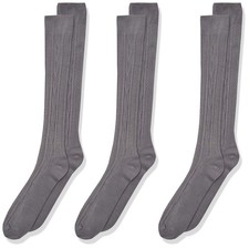 Jefferies Socks Girls 2-6X School Uniform Cable Knee High 3 Pair Small, Grey