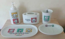 Osamu Harada Ceramic Set Face Wash Cup Soap Dish Toothbrush Holder Japan Collect