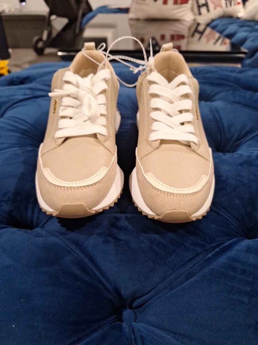 DKNY Nala Leather Sneakers Women's Size US EU Beige New