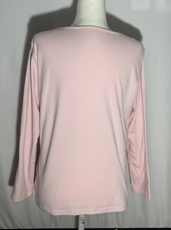 Together Classics Women’s Embroidered Flower Long Sleeve Pink Sz M Pretty Spring - Image 3 of 4