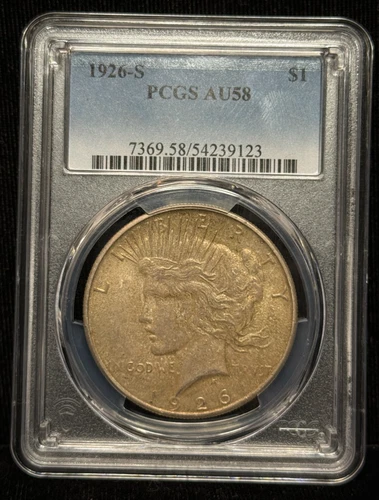 PCGS AU 58 1926-S Peace One Dollar S$1 Silver Coin-123
