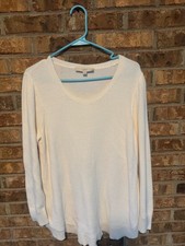 LOFT White Textured Knit Sweater Women s Larg...