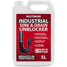 5 Litre Drain Unblocker Heavy Duty Sink & Drain Cleaner for Plug Holes Toilets 3.54 per litre
