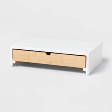 White Monitor Stand with Drawer
