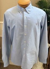 Polo Ralph Lauren Button-Up Long-Sleeve Iconic Men  s Blue Oxford Shirt XL TG
