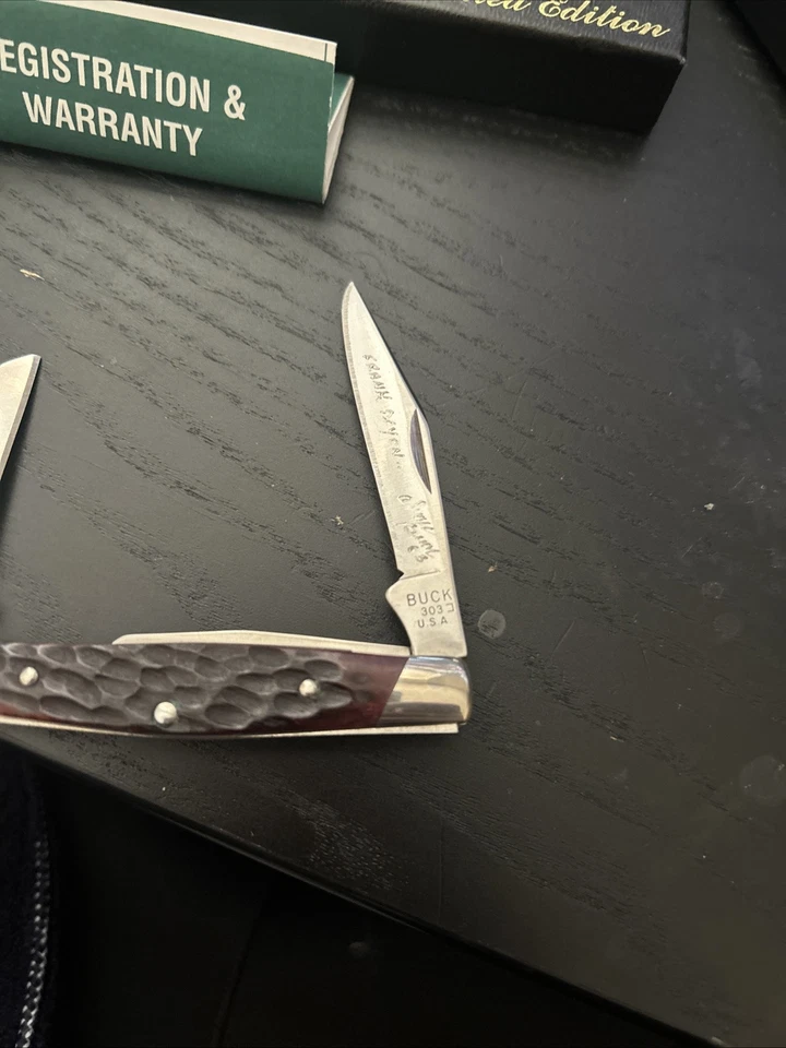 BUCK KNIVES 303 *LIMITED EDITION* CADET POCKET KNIFE / JIGGED BROWN BONE HANDLE - Image 3 of 4