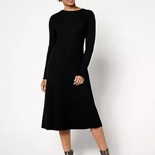 Me by Jennie Garth Womens Medium Petite Black River Sweater Midi Dress A667139