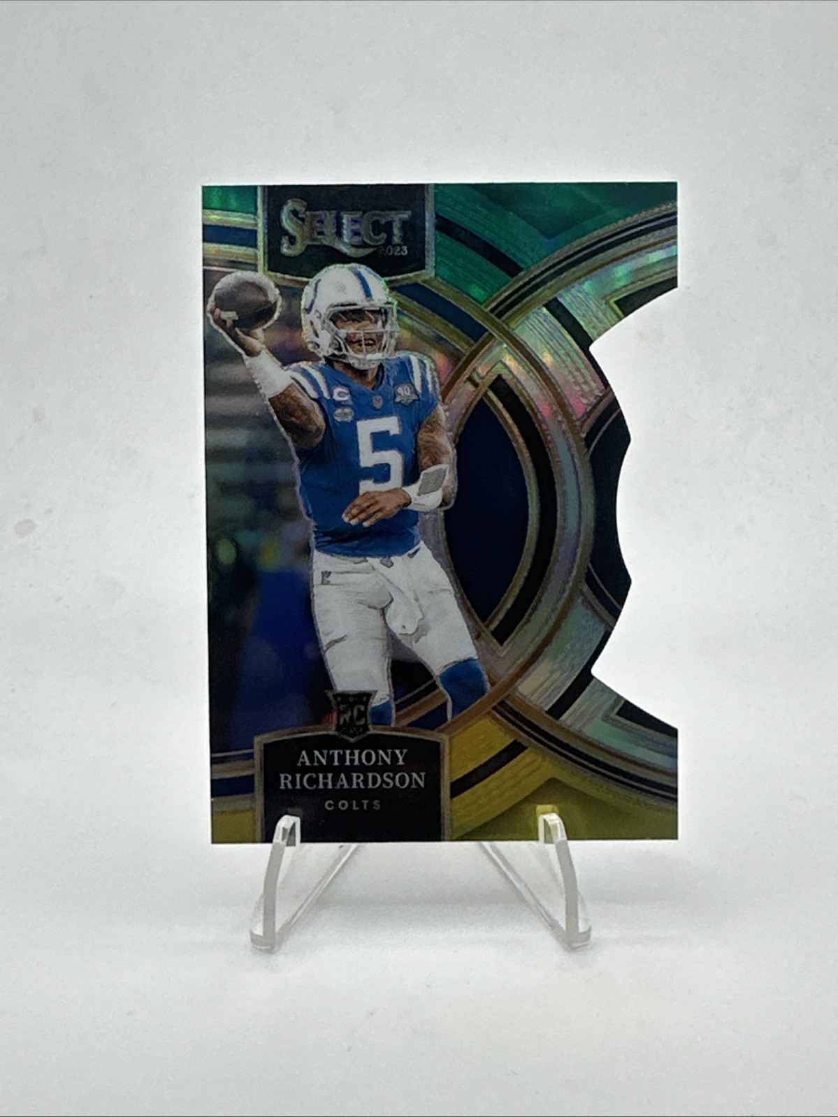 2023 Select Anthony Richardson RC Green and Yellow Prizm Die Cut Premier #117