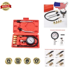 Pro Compression Tester Kit 0-300 PSI Petrol Engine Cylinder Gauge Red