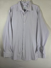 Mizzen Main Shirt Mens 2XL Blue White Stripe Trim Fit Button Front American Made