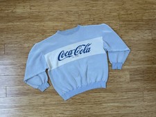 Vintage 80  s Coca Cola Colorblock Spellout Sweatshirt Baby Blue Size Medium