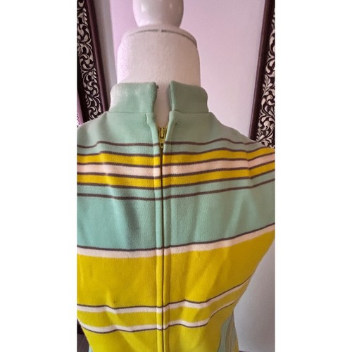 Vintage David Crystal Fashion 60s Mod Yellow Mint Striped Mock Neck Shift Dress, $27.99 - Photo 13