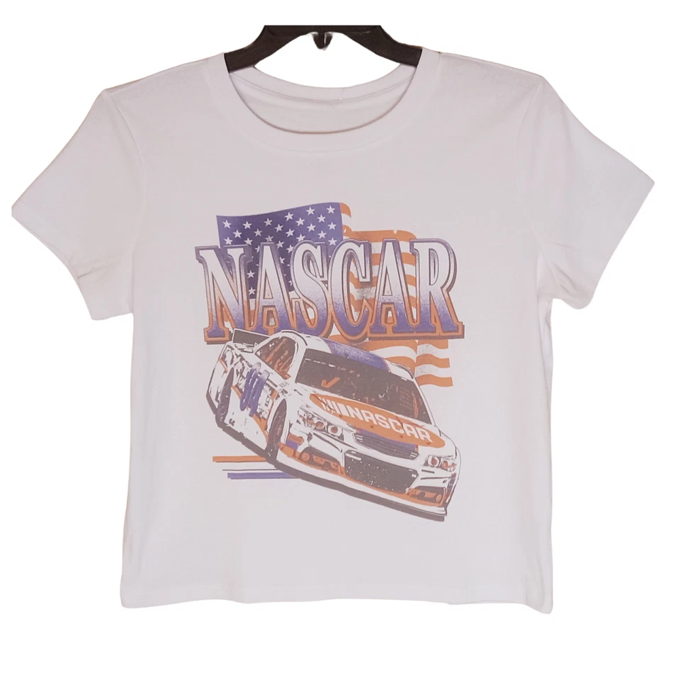 Women’s NASCAR RED, WHITE & BLUE  X-Large Crop Top Shirt - Image 3 of 4