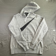 Nike Big Swoosh Hoodie Mens Small Heather Gray Pullover Athletic Fleece
