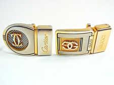 Lot de 2 boucles de ceinture unisexe homme vintage Cartier 2C et Gucci GG