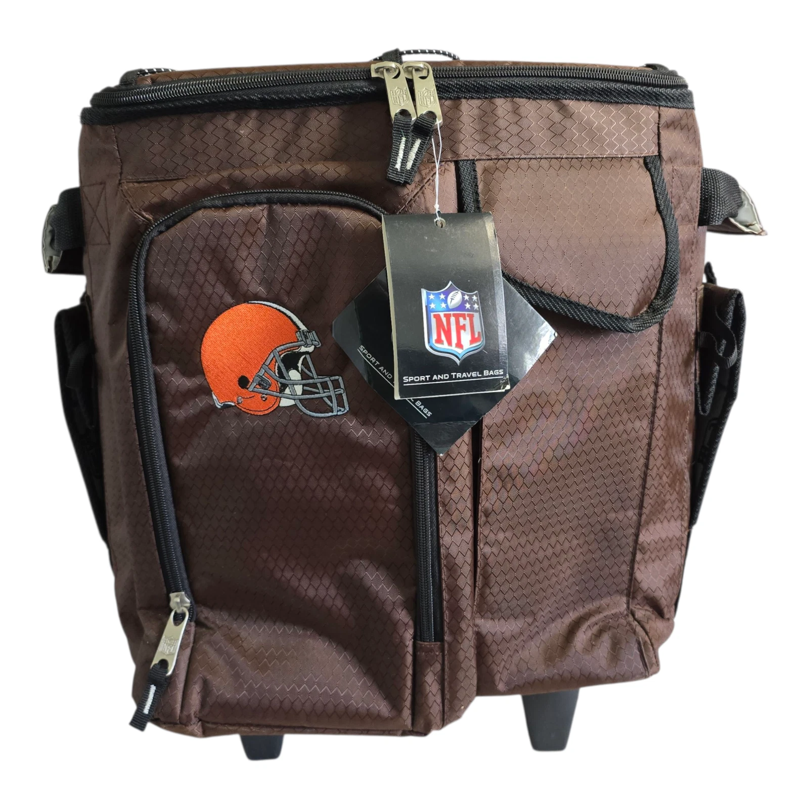NEW! Cleveland Browns NFL Wheeling Tailgate Cooler w/ Fold-Out Trays 15"x14"x10"