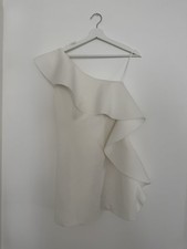 ✿ ASOS One Shoulder Ruffle Dress Ivory Cocktail Party Elegant Size US 8 ✿