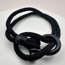 Vintage 80s Black Rope Bracelet Unisex Kids Shackle Nautical Sailor Knot Jewelry