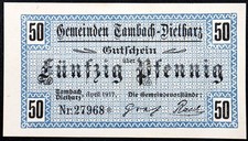 TAMBACH-DIETHARZ 1917 Blue 50 Pfennig German Notgeld