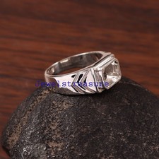 Semi Mount Bezel Setting 8X10 MM Emerald Cut 925 Sterling Silver Blank Men Ring