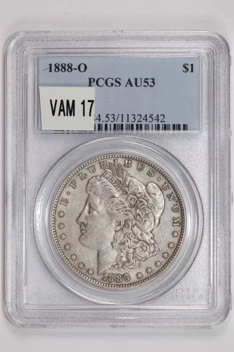 1888-O VAM-17 "OVAL O" TOP 100 MORGAN DOLLAR PCGS AU53