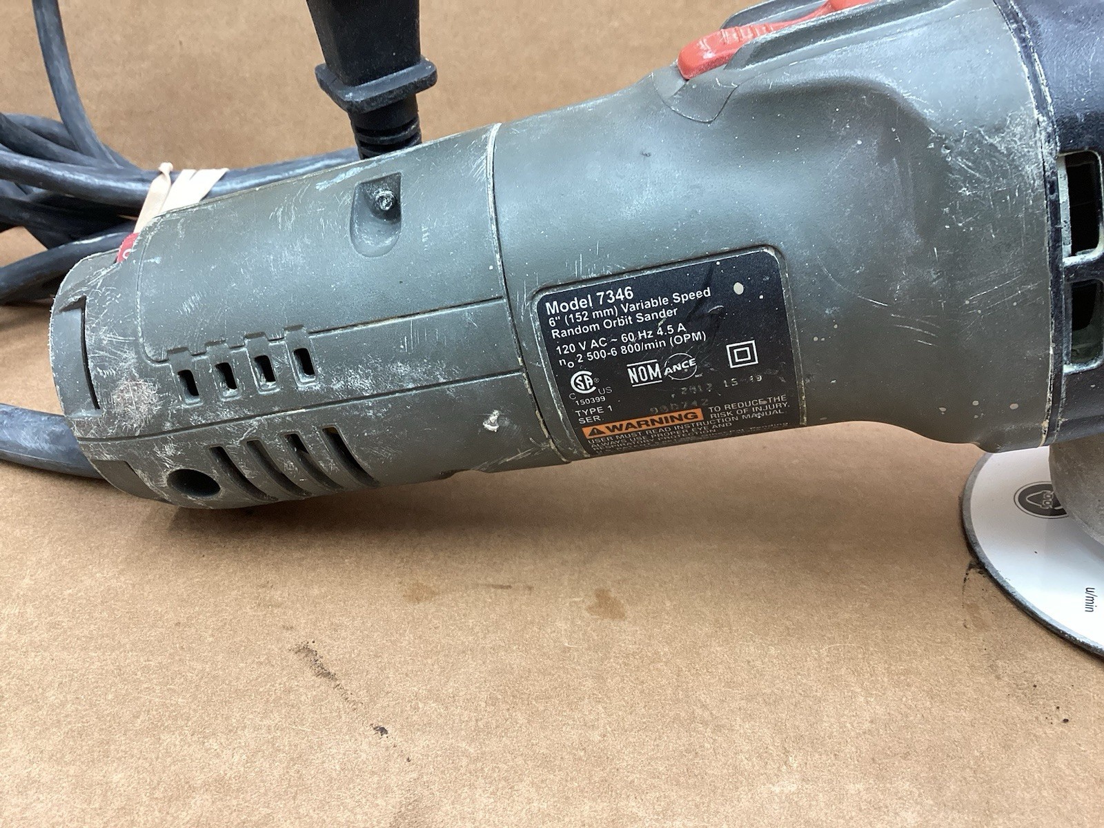 Porter-Cable 7346 6-Inch Random Orbit Variable Speed Sander 500-800 OPM (NO PAD)