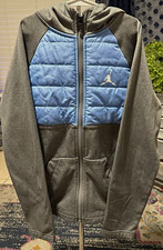 Jordan Boys M 10-12 Hybrid Puffer Jacket Blue Gray Hooded Full Zip Jumpman