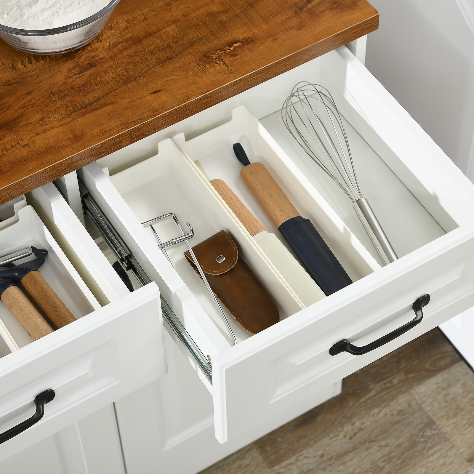 HOMCOM 71" Kitchen Pantry, Farmhouse Storage Cabinet with Drawers, Doors