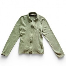 Croft  Barrow Zip-Up Cardigan Women  s Vintage Green Sweater Relaxed Fit Small