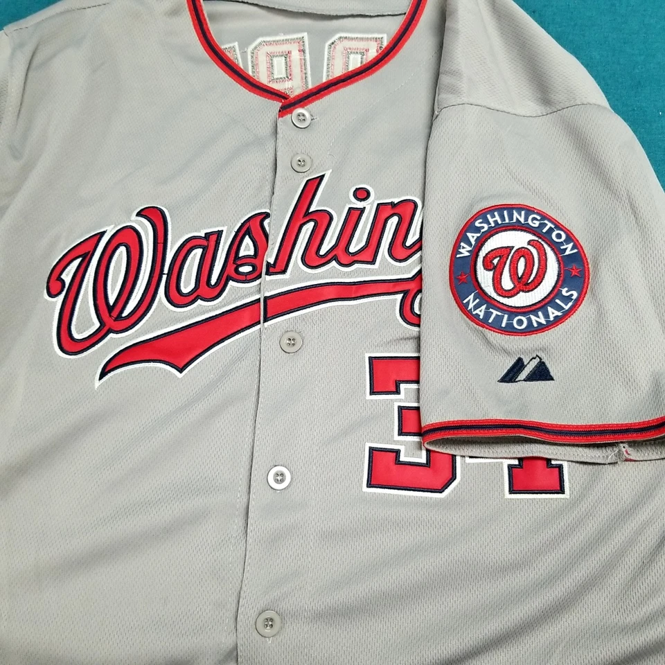 Majestic Bryce Harper Washington Nationals MLB #34 Baseball Jersey Men's 48 - Image 4 of 4