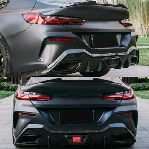 Glossy Black AC Style Rear Diffuser w/LED Light For BMW 8 Series G16 M Sport Lip - Picture 10 of 12