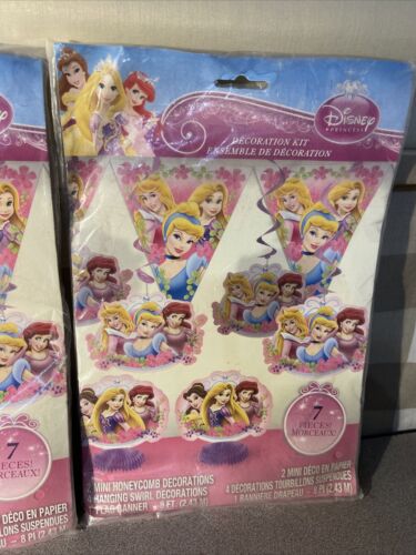 NEW Disney Princess 7 pcs X 3 Decoration Kits Banner Hanging Swirls Honeycomb - Picture 2 of 5