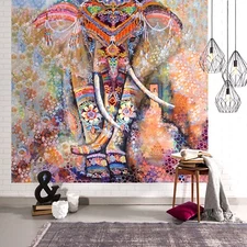 Elephant Meditation Bohemian Mandala Tapestry Wall Hanging Home Decoration
