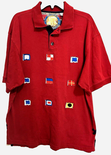 Pussers Mens Sz XL West Indies Yachting Red Sailing Gear Polo Shirt BVI Flags
