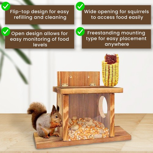 Wooden Squirrel Feeder - Squirrel Feeders for Outside - Durable Squirrel Hous... - Picture 3 of 9