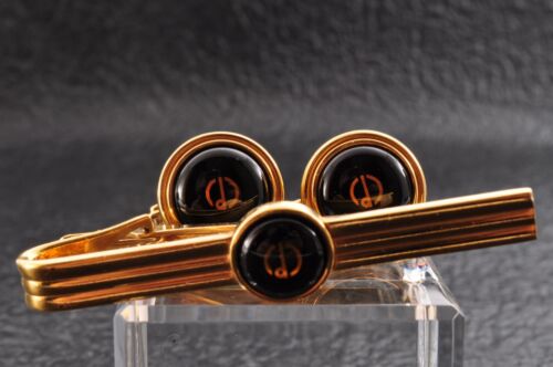 "Dunhill" Vintage cufflinks and tie bar, gold and black color, with brand box. - Picture 4 of 23