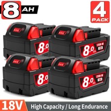   Free shipping  M18 4Pack 8Ah 18V Lithium Battery for Milwaukee M18 Battery
