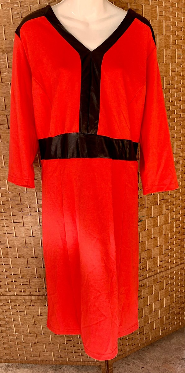Ashley Stewart Dress Women's 18 / 20 Red Dress Faux Leather Trim NWT Plus  Size | eBay