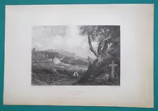 PORTUGAL Convent of the Holy Cross Santa Cruce - 1834 Antique Print Engraving