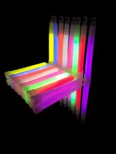 100x 6 inch 1.5cm Thick Glow Sticks - Single or Mixed Colour 6" 15mm Glowsticks