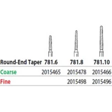 Two Striper FG 781.10 Fine Diamond Bur Round-End Taper, Pack of 5