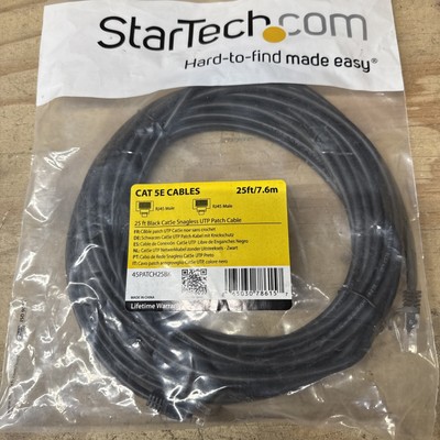 Startech.com 25 Ft Black Utp Cat5e Snagless Patch Cable - Category 5e - 25 Ft .