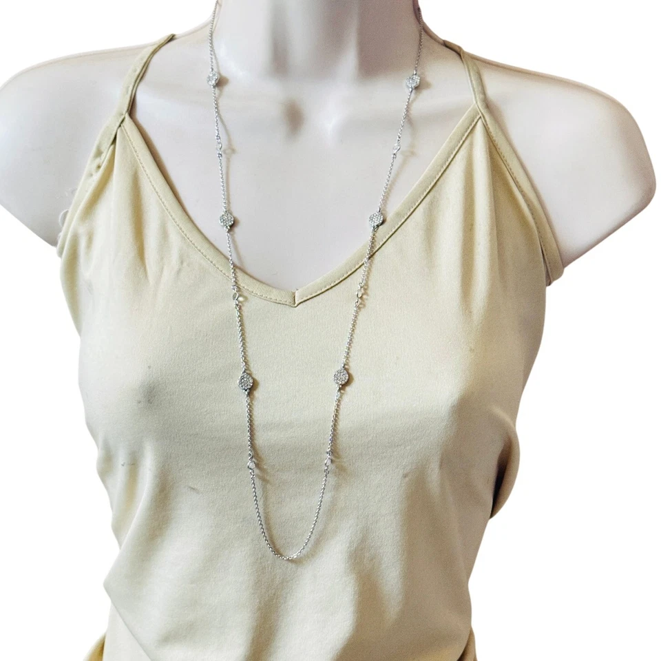 Collar Kate Spade New York Firmado Cadena Plata Bisel Abierto Cristal Estrás Foto 3 de 4