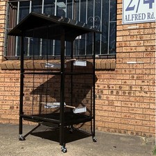 178cm Large Pet Bird Cage Budgie Aviary Metal Weatherproof On Wheels Black