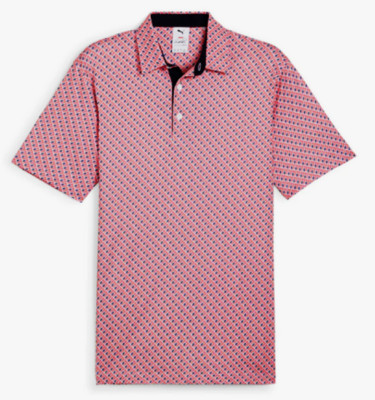 Puma Volition Multi Flag Golf Polo White Glow/Strong Red Pick Size #623984