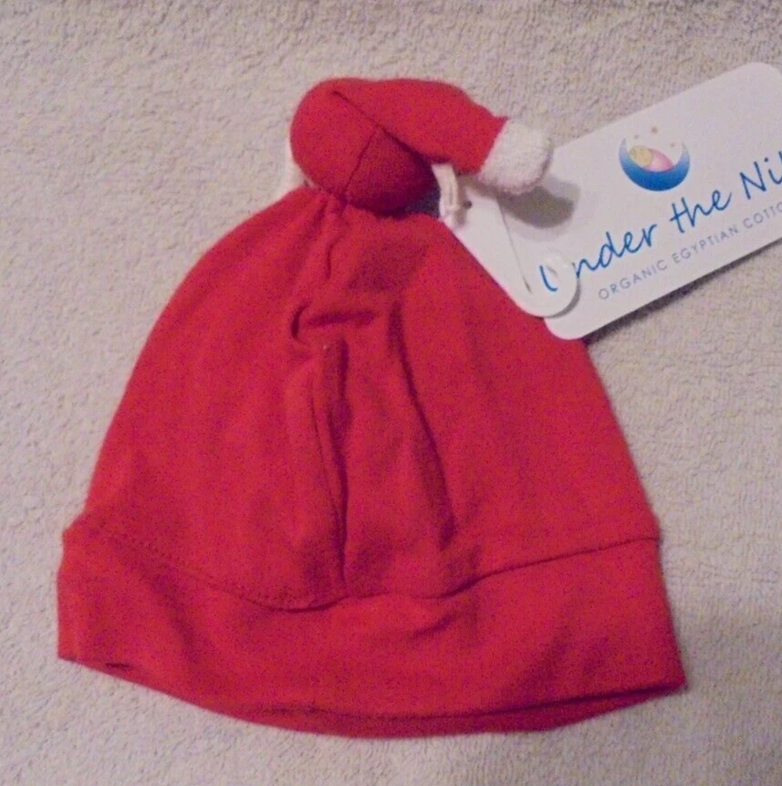 UnderTheNile 100% Certified Organic Cotton Size 0-6m Baby Hat Gift Unisex Santa - Image 2 of 2