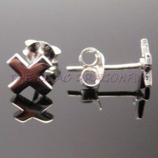 925 Sterling Silver 6mm Cross Crucifix Kiss Stud Earrings & Organza Gift Bag UK