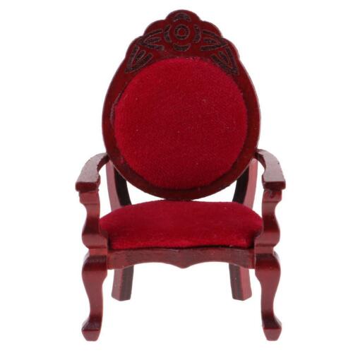 miniature annatto fauteuil en bois chaise unique modèle 1/12 décoration - Zdjęcie 1 z 7
