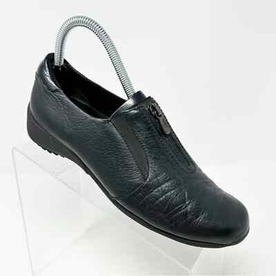 Munro Berkley Black Leather Lightweight Comfort Sneakers with Zipper Size 7